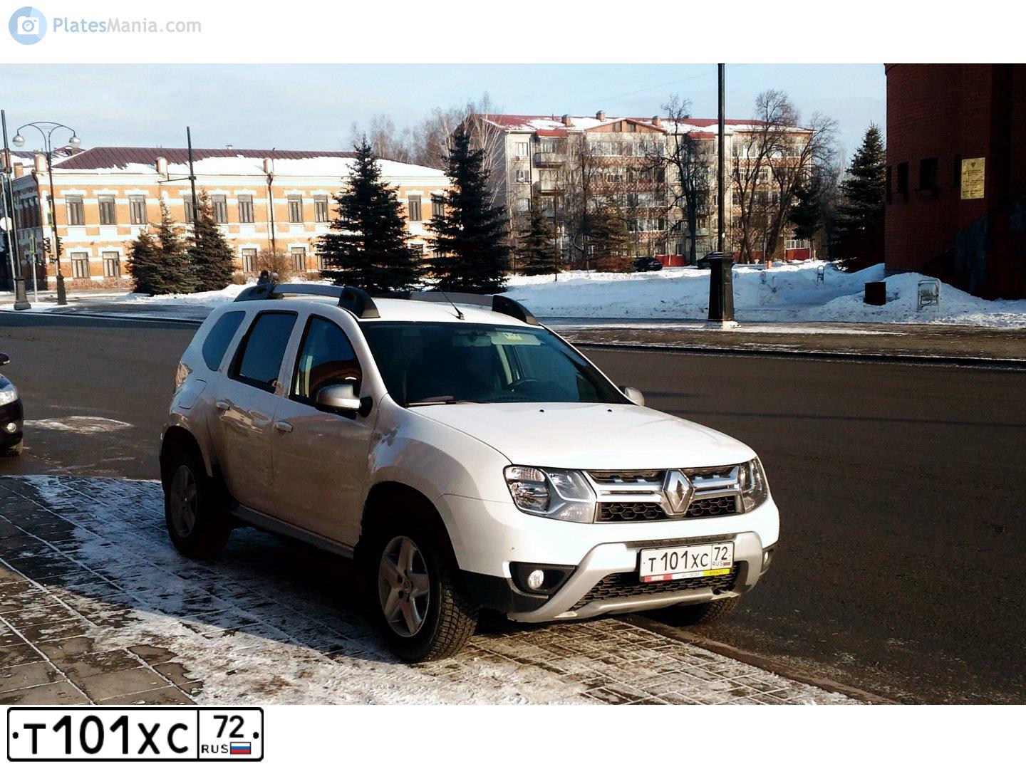 Фото автомобиля RENAULT DUSTER, 2017 — госномер Т101ХС72. Цвет: БЕЛЫЙ