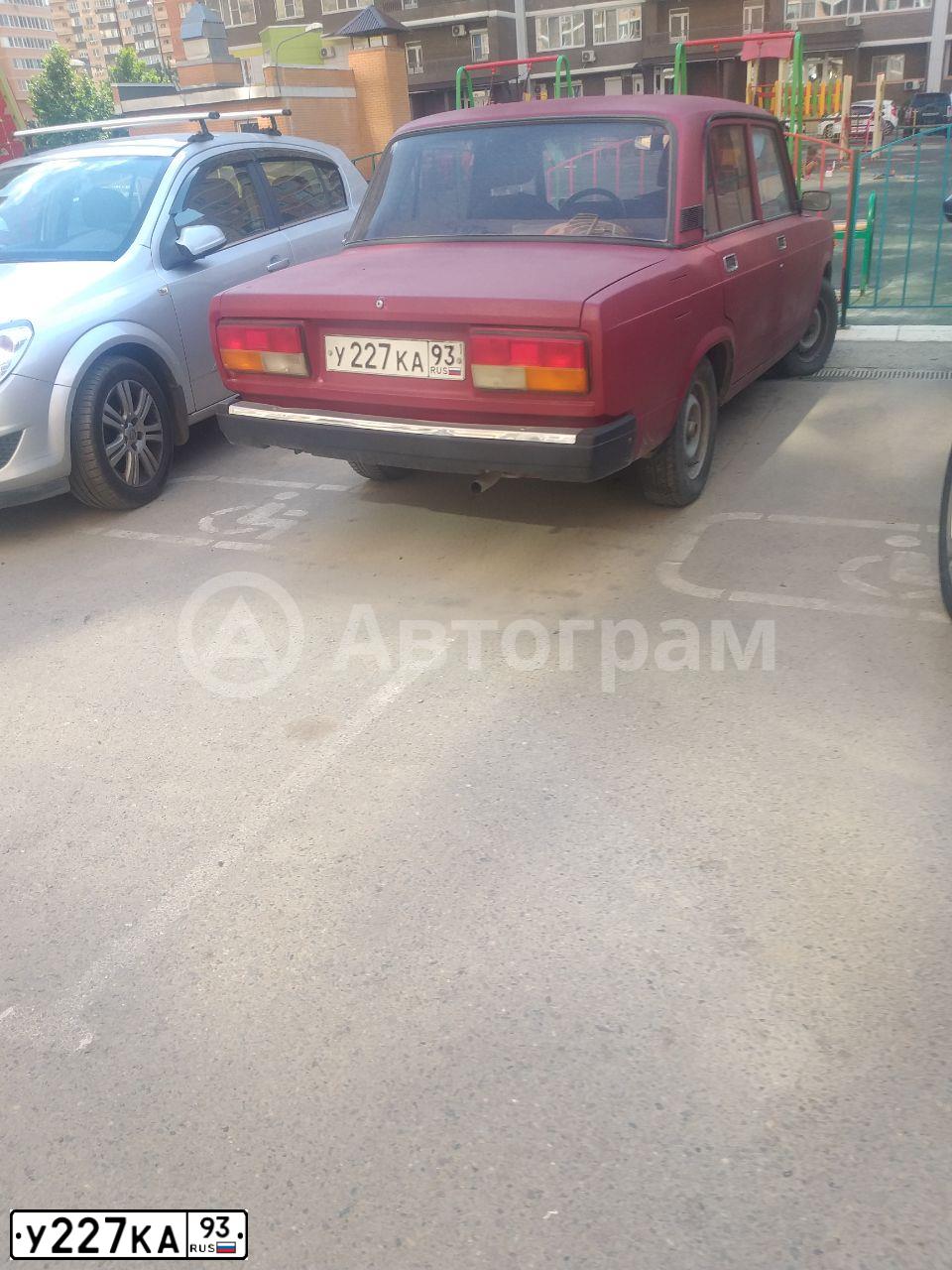 Фото автомобиля LADA 2107, 2003 — госномер У227КА93. Цвет: ТЕМНО-БОРДОВЫЙ