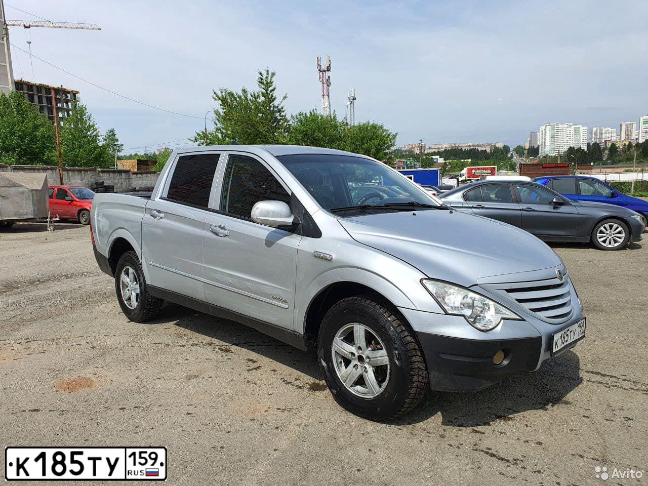 Фото автомобиля SSANGYONG ACTYON SPORTS, 2008 — госномер К185ТУ159. Цвет: СЕРЕБРИСТЫЙ