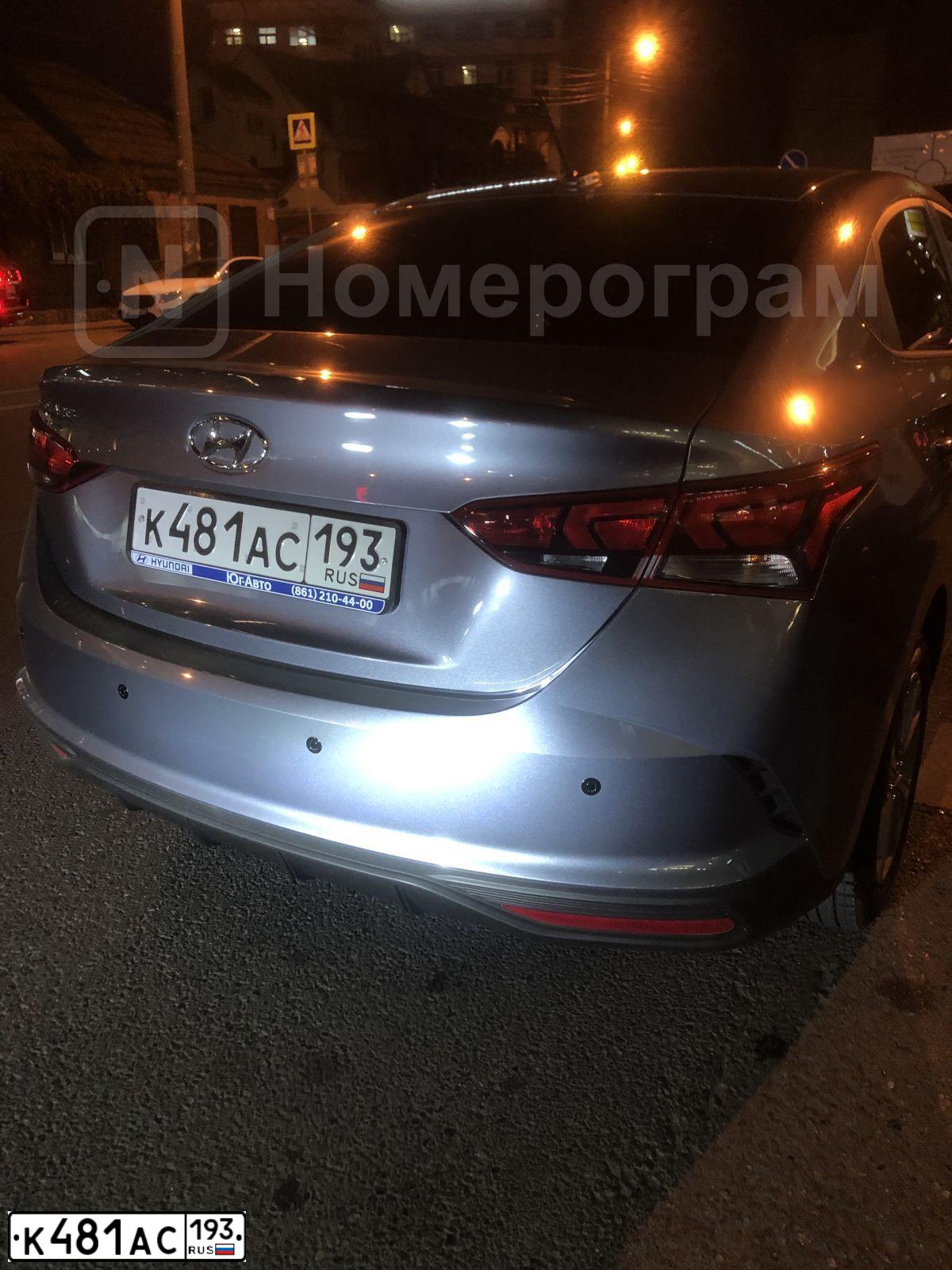 Фото автомобиля HYUNDAI SOLARIS, 2020 — госномер К481АС193. Цвет: СЕРЫЙ
