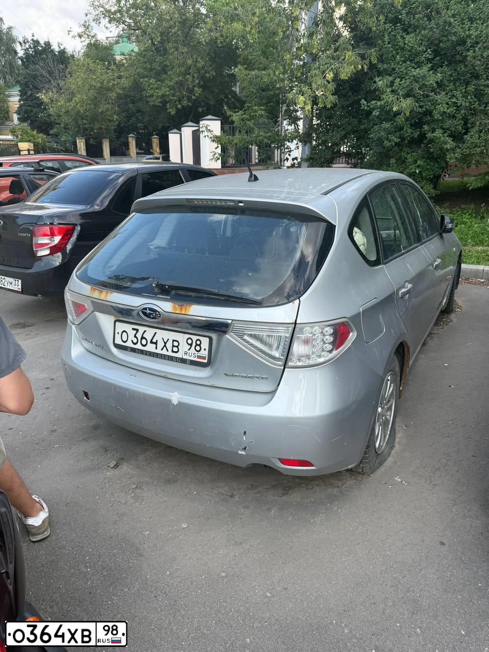 Фото автомобиля SUBARU IMPREZA, 2009 — госномер О364ХВ98. Цвет: СЕРЕБРИСТЫЙ