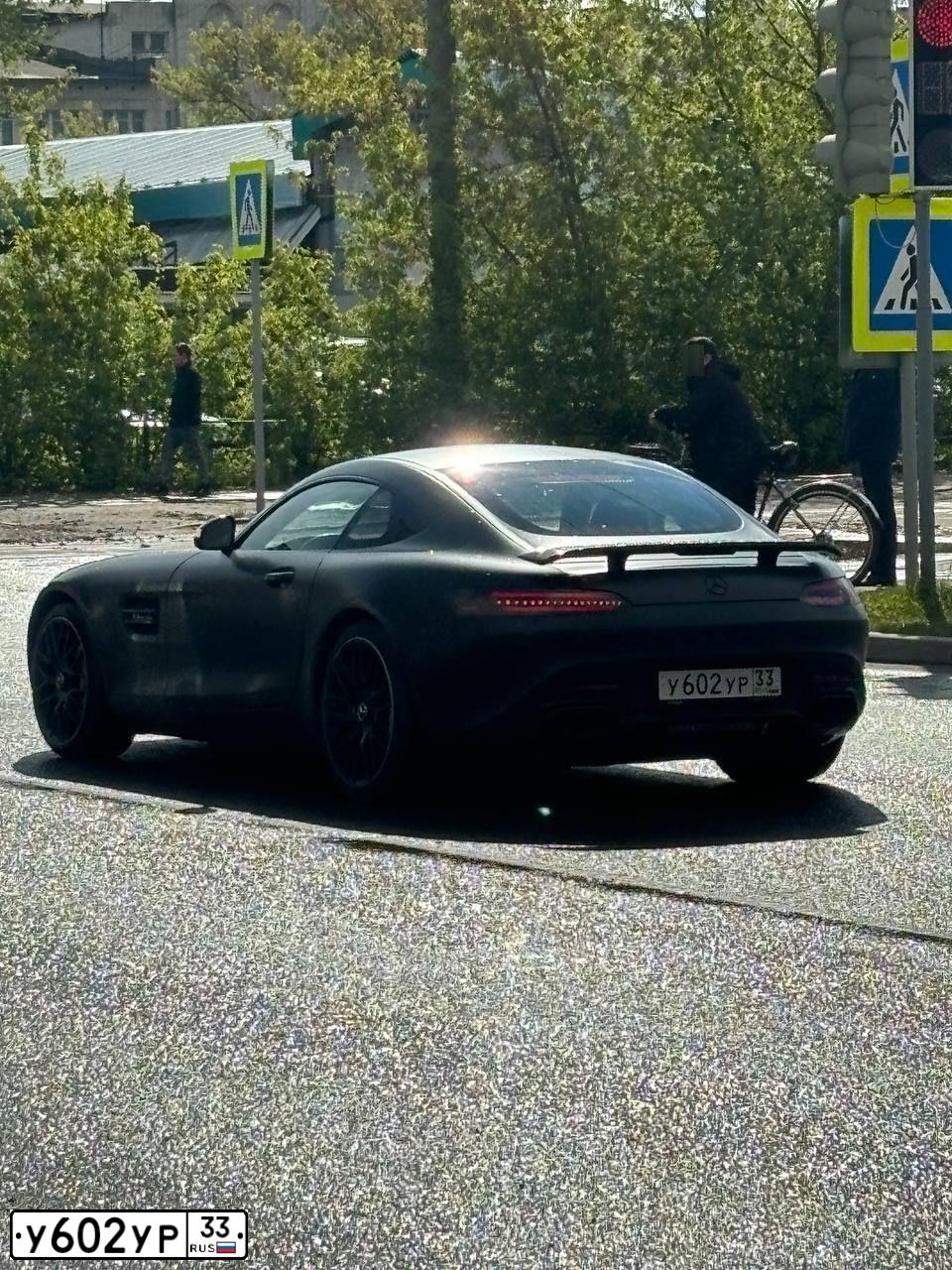 Фото автомобиля MERCEDES AMG GT, 2015 — госномер У602УР33. Цвет: ЧЕРНЫЙ