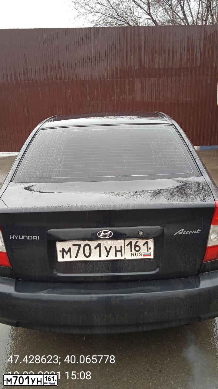 Фото автомобиля TAGAZ ACCENT, 2008 — госномер В813РУ193. Цвет: ЧЕРНЫЙ