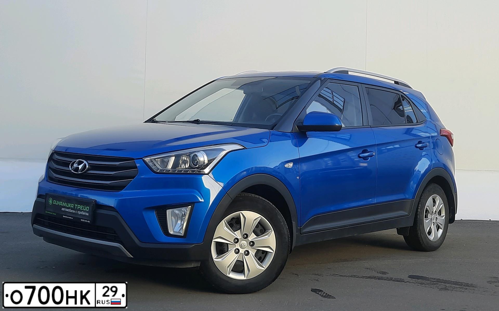 Фото автомобиля HYUNDAI CRETA, 2017 — госномер О137УМ29. Цвет: синий