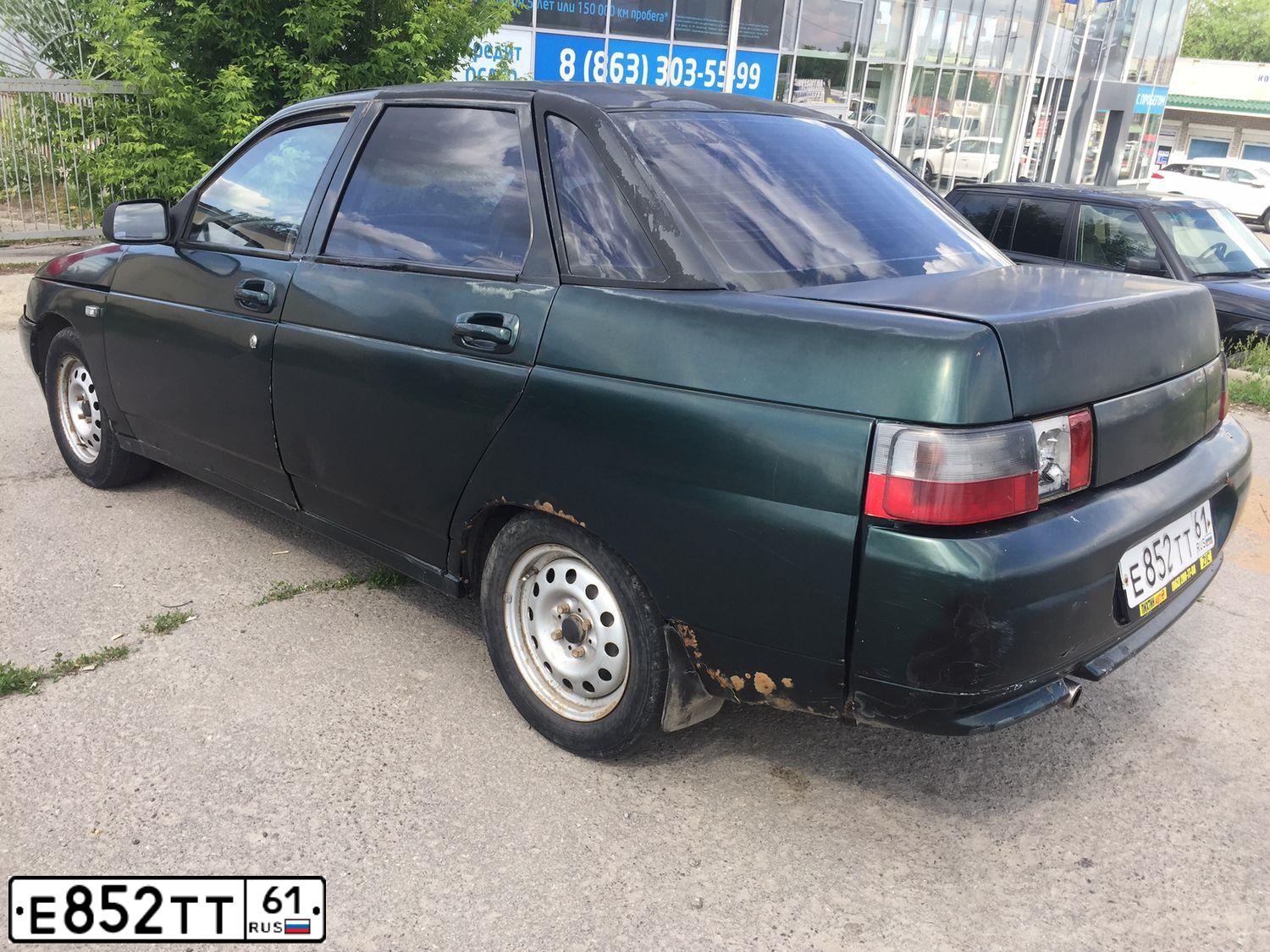 Фото автомобиля LADA 2110, 1997 — госномер Е852ТТ61. Цвет: ЗЕЛЕНЫЙ