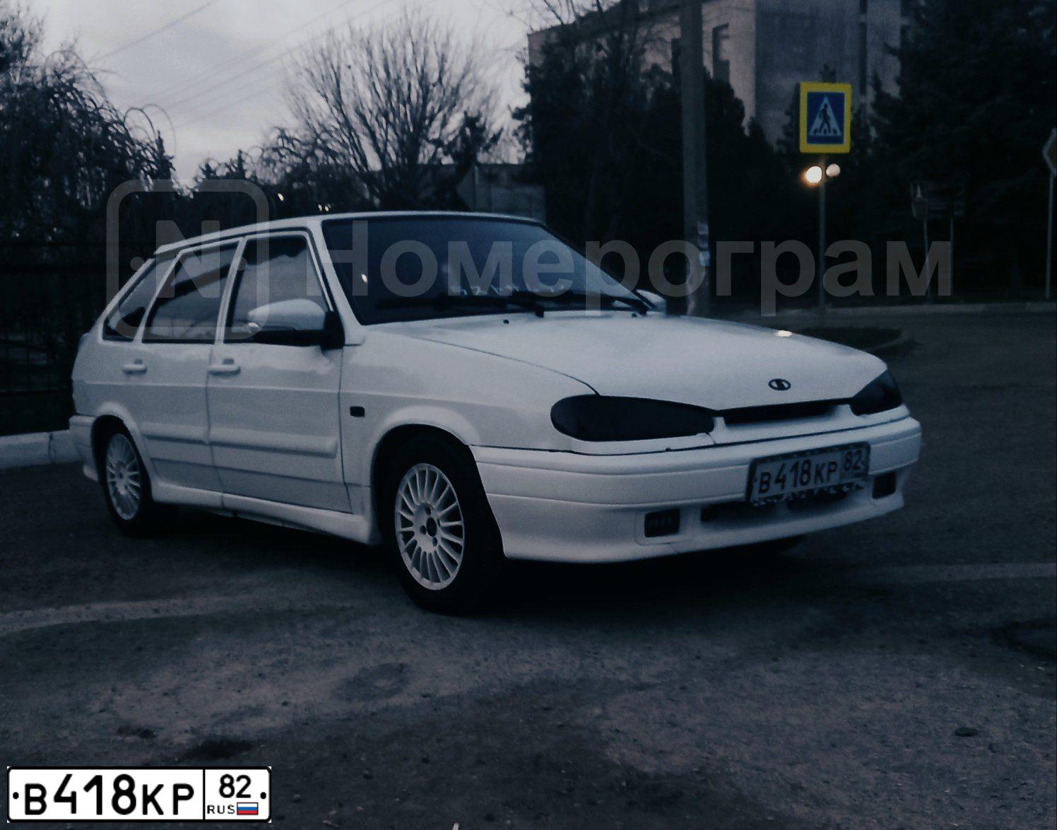 Фото автомобиля LADA 2114 SAMARA, 2009 — госномер В418КР82. Цвет: Белый