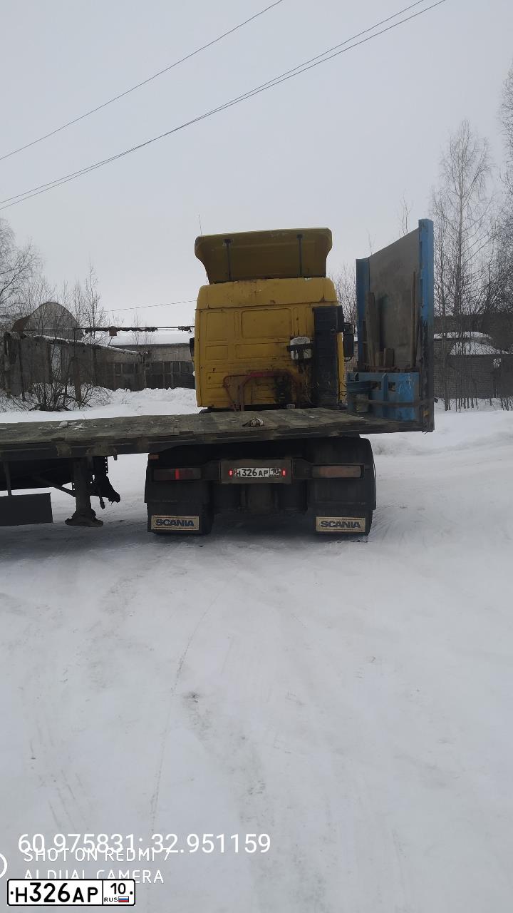 Фото автомобиля SCANIA SERIE R /4X2/, 1995 — госномер Н326АР10. Цвет: ЖЁЛТЫЙ