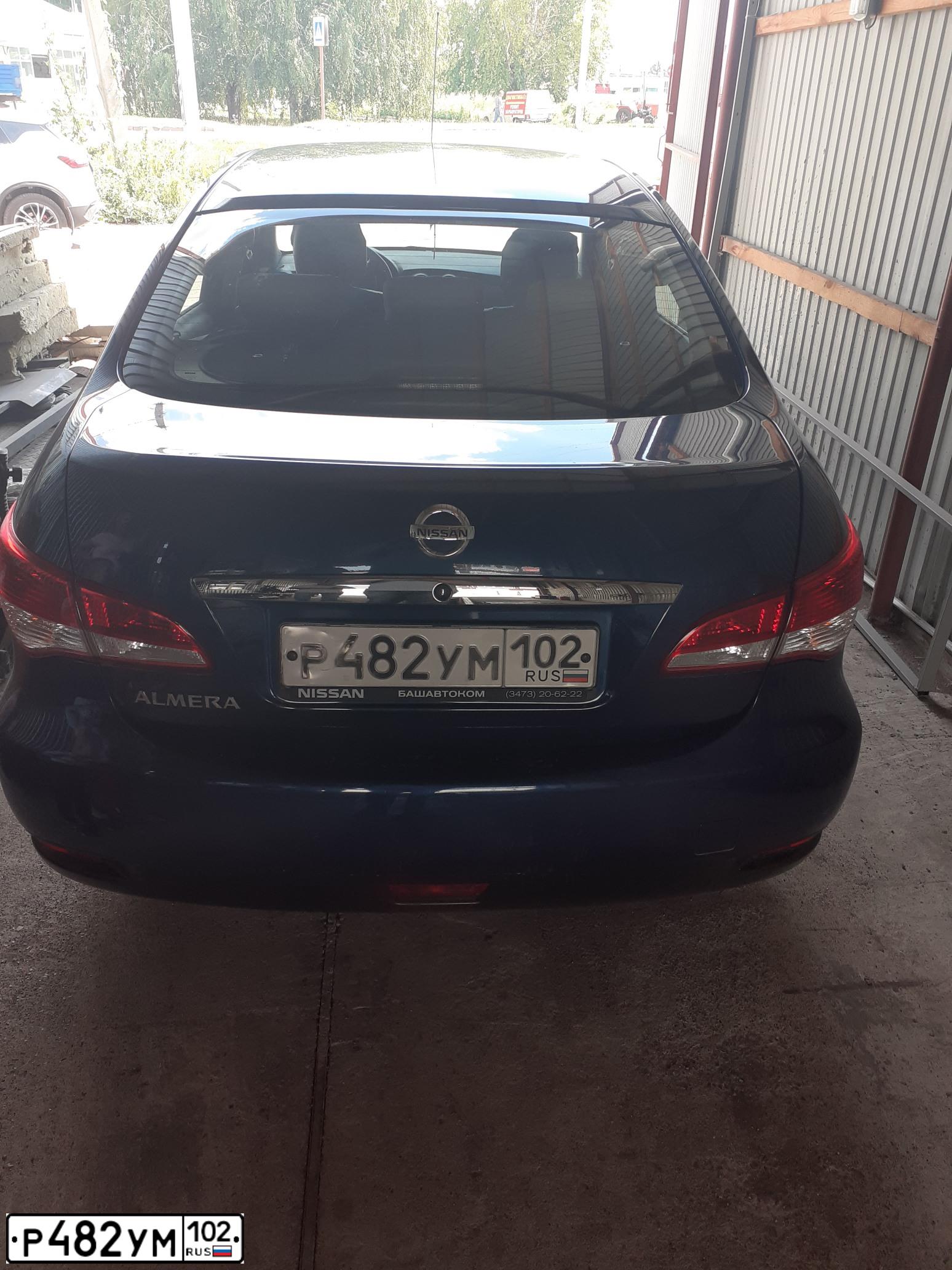 Фото автомобиля NISSAN ALMERA /AVTOVAZ/, 2014 — госномер Р482УМ102. Цвет: СИНИЙ