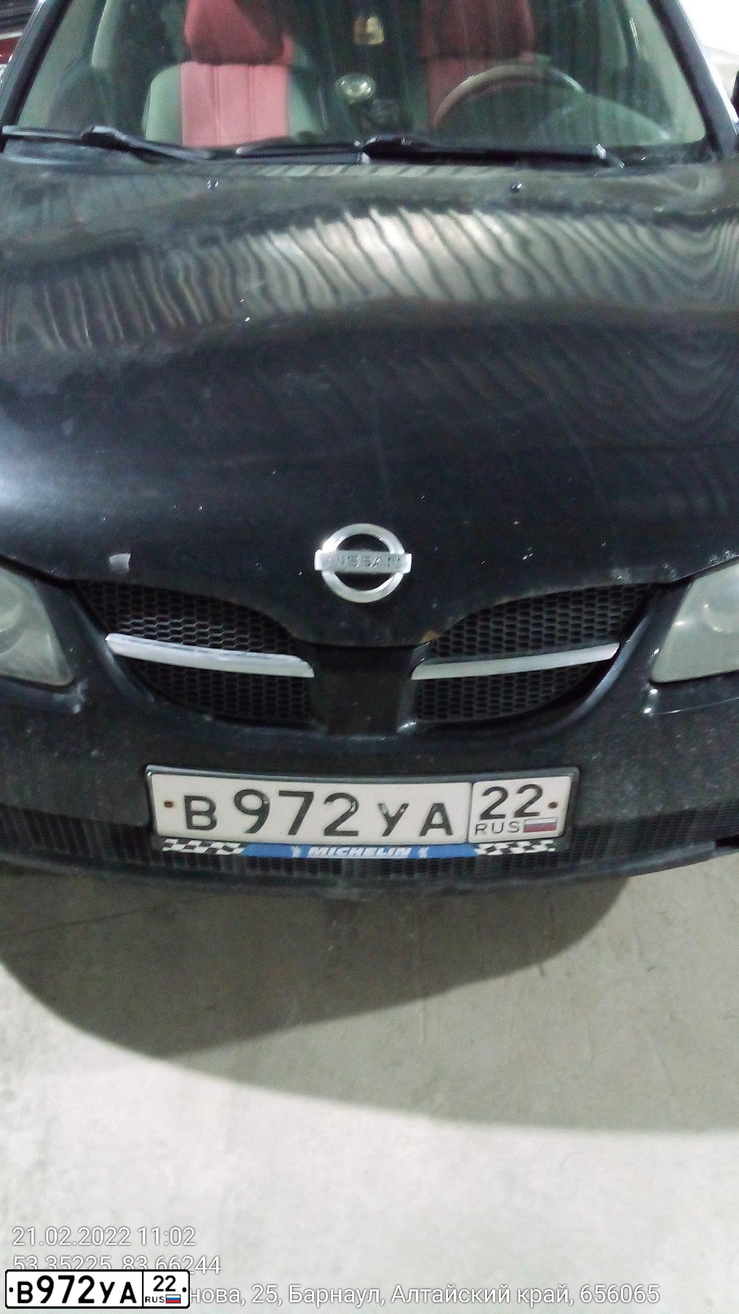 Фото автомобиля NISSAN ALMERA, 2005 — госномер В972УА22. Цвет: ЧЕРНЫЙ