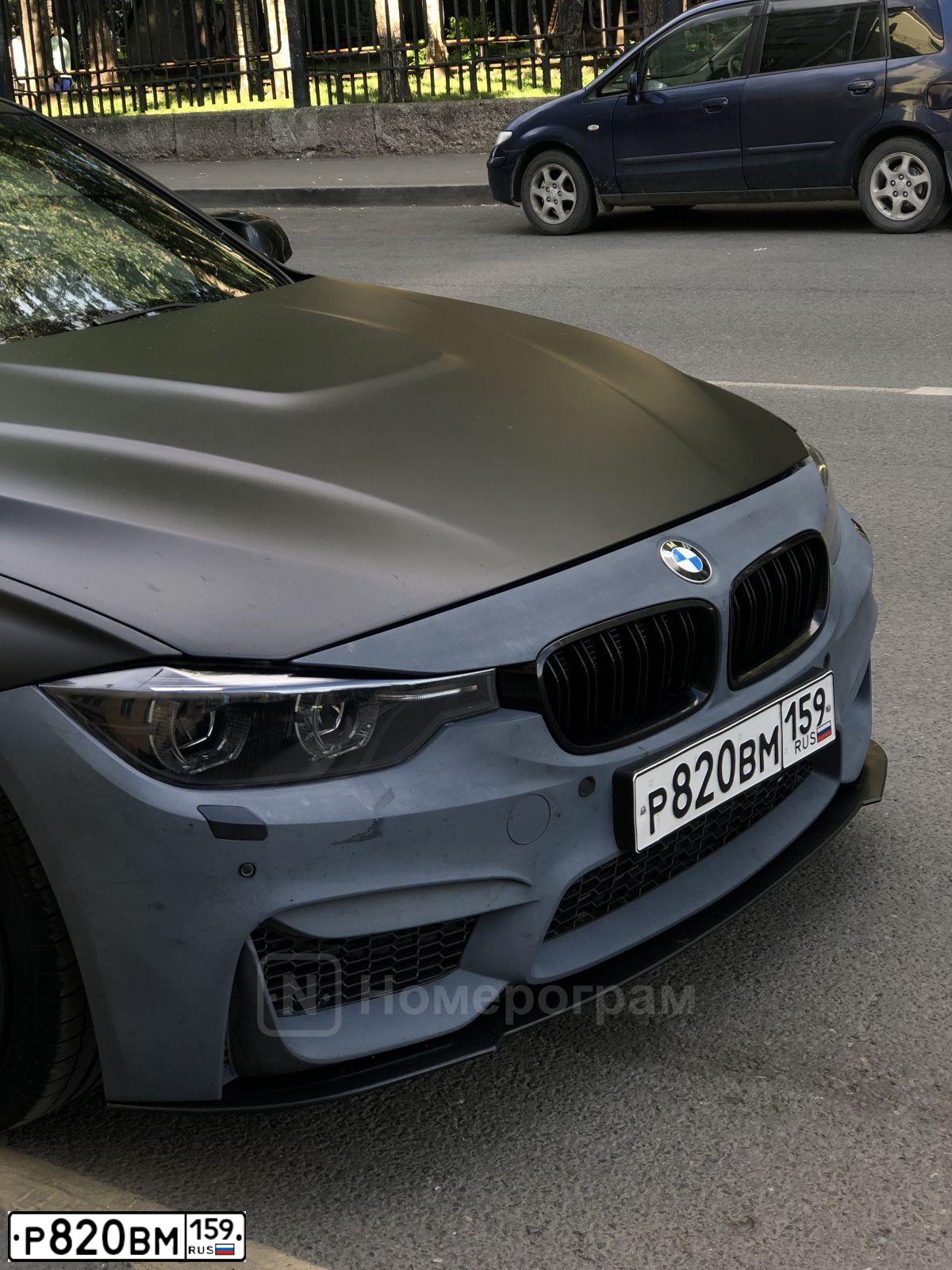 Фото автомобиля BMW SERIE 3, 2012 — госномер Р820ВМ159. Цвет: ЧЕРНЫЙ
