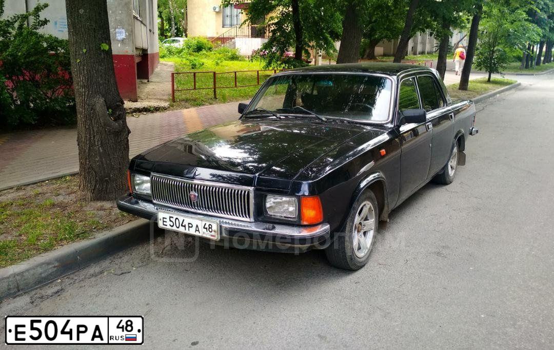 Фото автомобиля GAZ 3102 WOLGA, 1994 — госномер Е504РА48. Цвет: ЧЕРНЫЙ