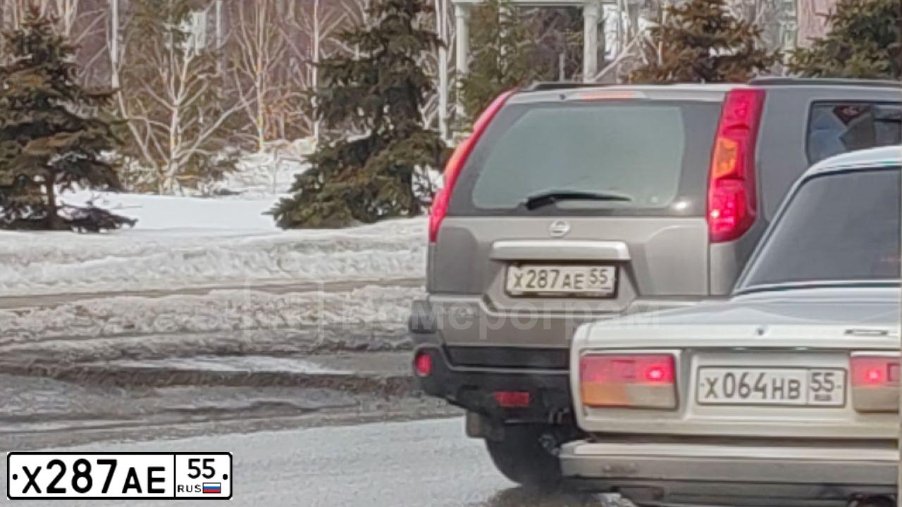 Фото автомобиля NISSAN X-TRAIL, 2008 — госномер Х287АЕ55. Цвет: СЕРЫЙ