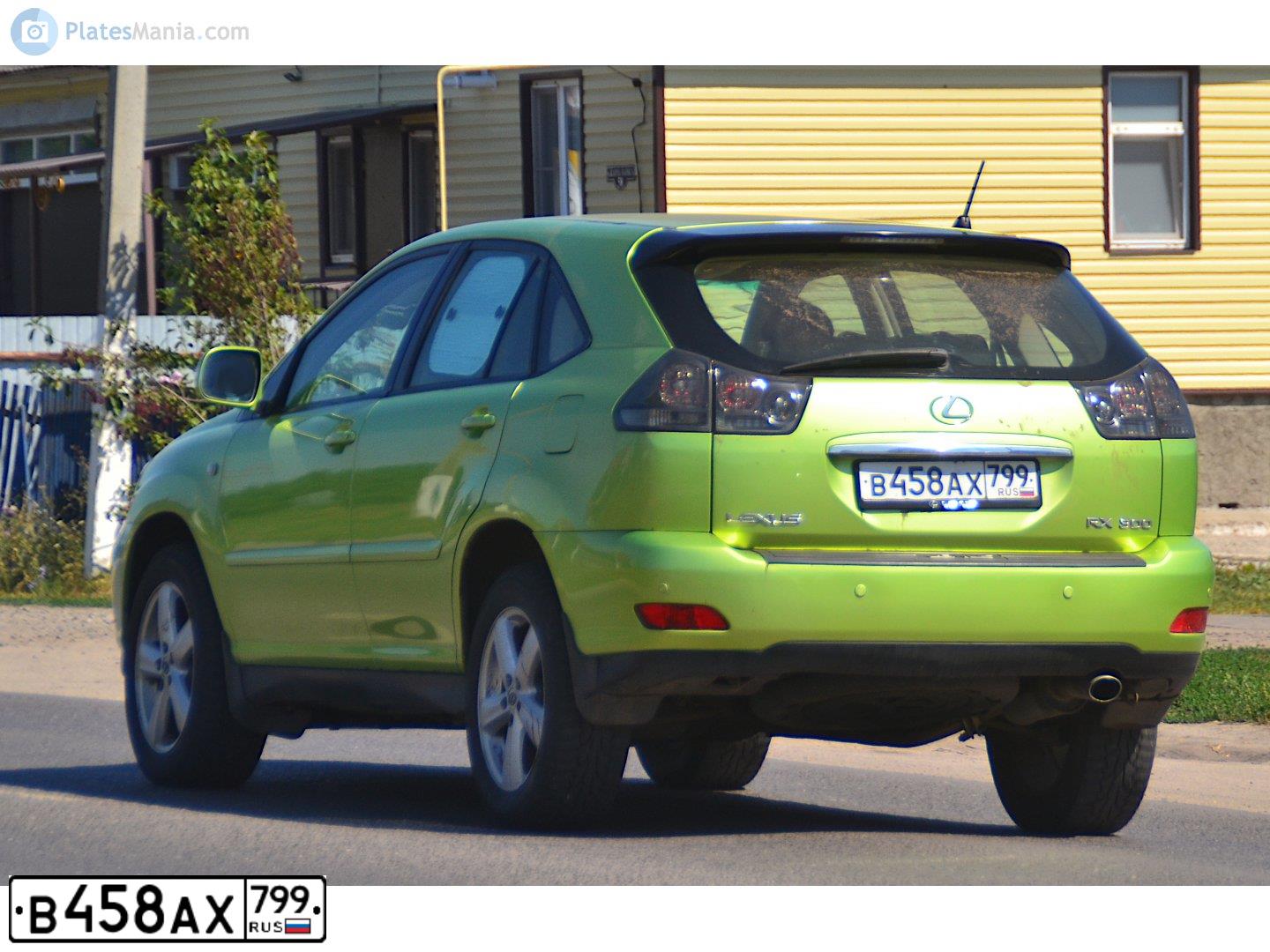 Фото автомобиля LEXUS RX, 2004 — госномер В458АХ799. Цвет: СВЕТЛО-ОЛИВКОВЫЙ