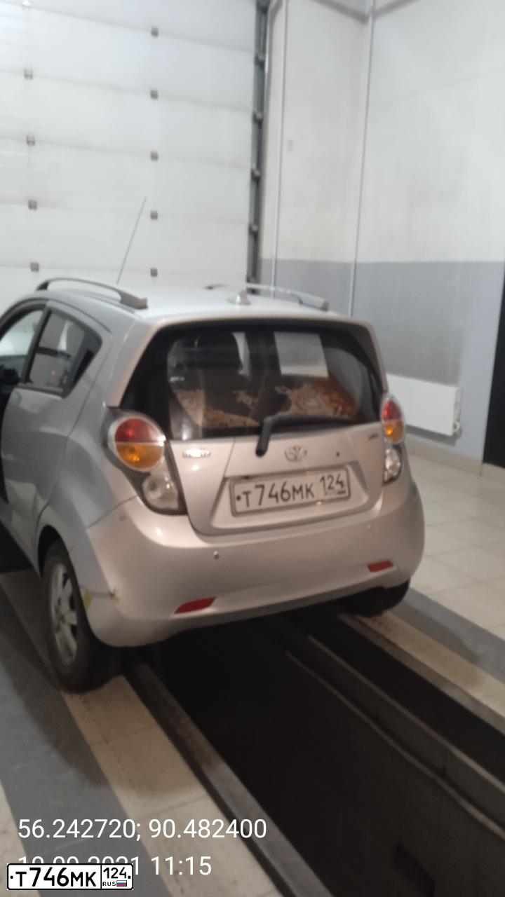 Фото автомобиля DAEWOO MATIZ, 2009 — госномер Т746МК124. Цвет: СЕРЫЙ