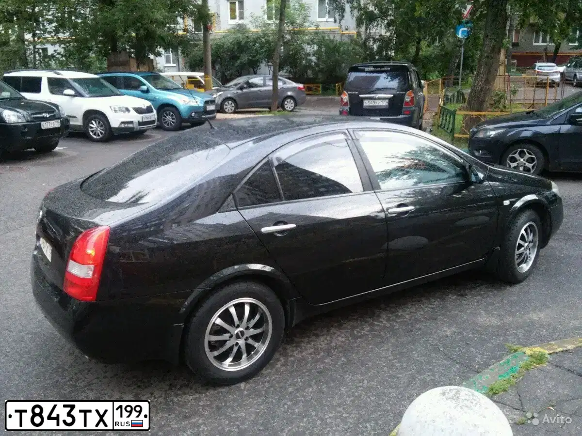 Фото автомобиля NISSAN PRIMERA, 2006 — госномер Т843ТХ199. Цвет: ЧЕРНЫЙ