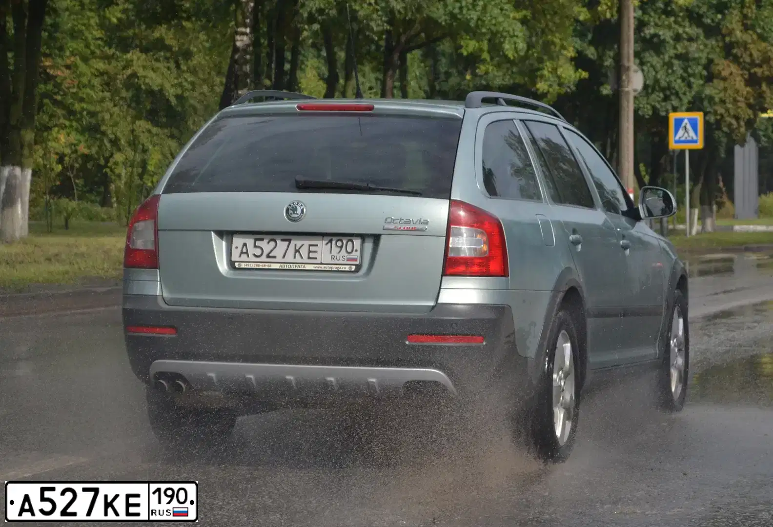 Фото автомобиля SKODA OCTAVIA, 2010 — госномер А527КЕ190. Цвет: СВЕТЛО-СЕРО-ЗЕЛЕНЫЙ