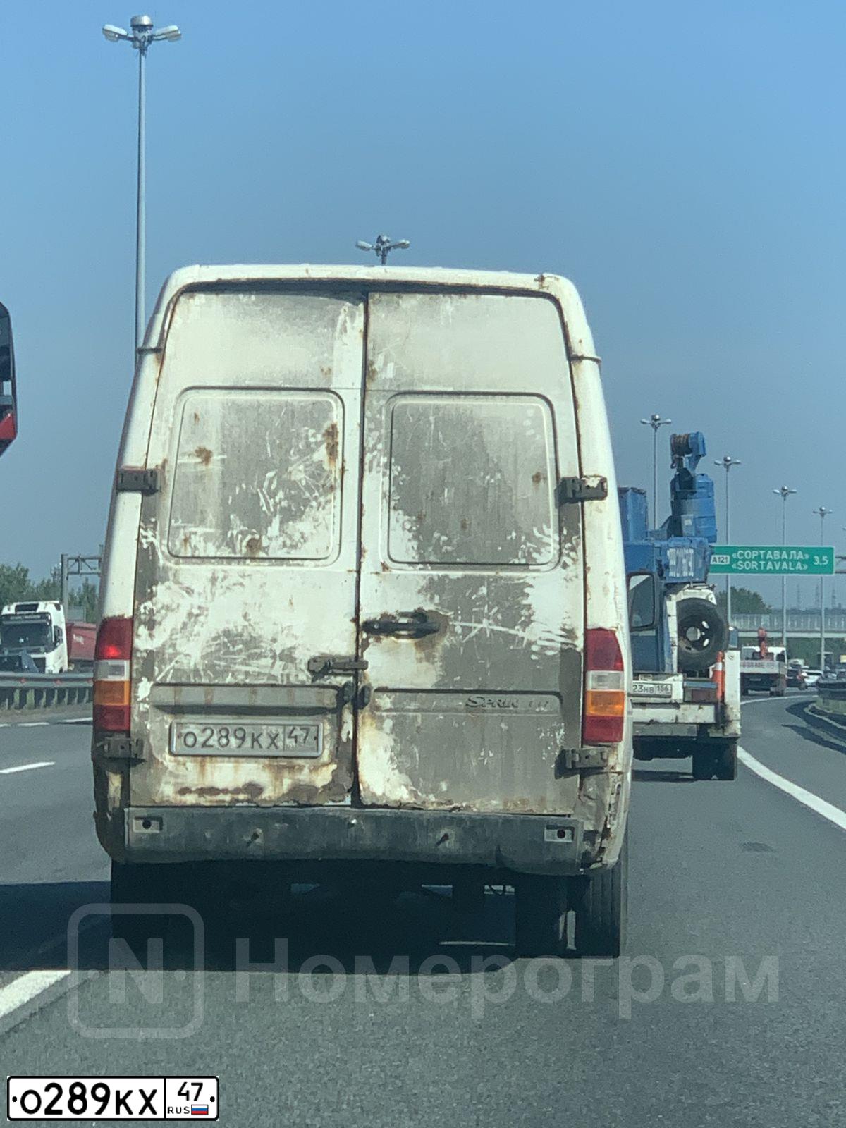 Фото автомобиля MERCEDES SPRINTER, 1997 — госномер О289КХ47. Цвет: БЕЛЫЙ