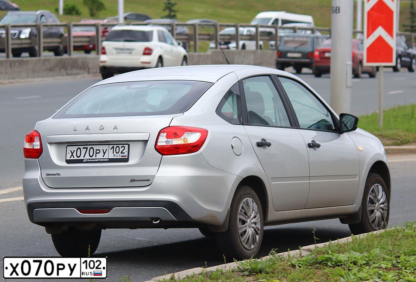 Фото автомобиля LADA 2191 GRANTA, 2019 — госномер Х070РУ102. Цвет: СЕРЕБРИСТЫЙ