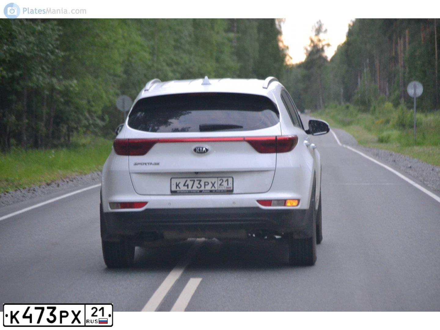 Фото автомобиля KIA SPORTAGE, 2016 — госномер К473РХ21. Цвет: Белый