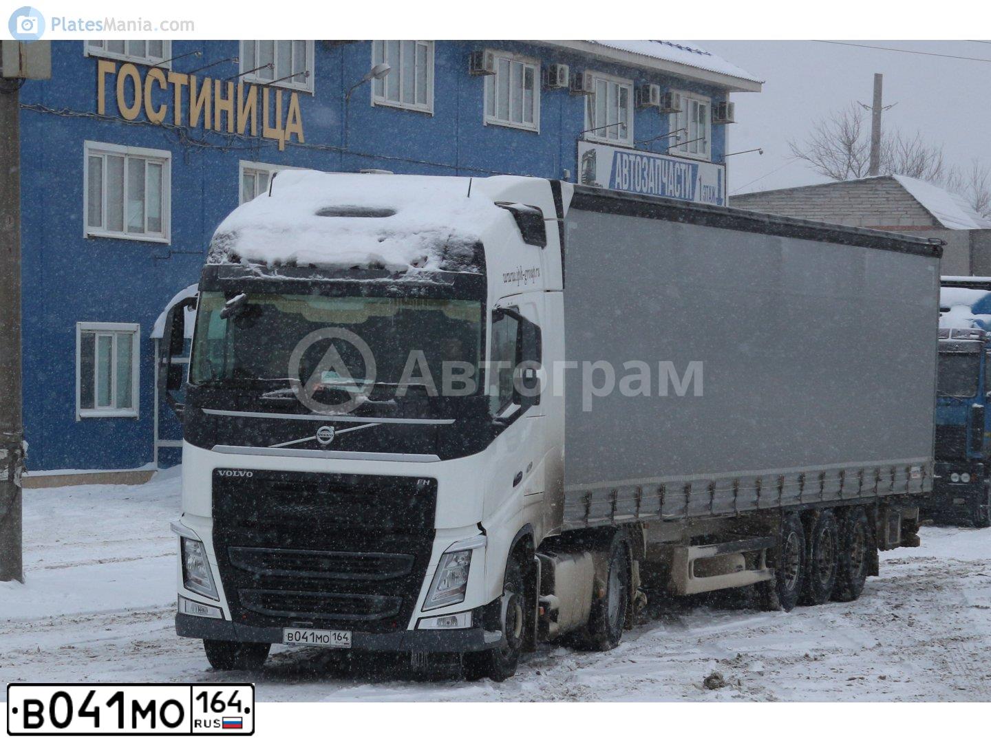 Фото автомобиля VOLVO O SERIE FH 4X2, 2019 — госномер В041МО164. Цвет: БЕЛЫЙ