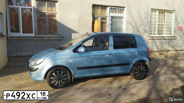 Фото автомобиля HYUNDAI GETZ, 2008 — госномер Р492ХС18. Цвет: голубой