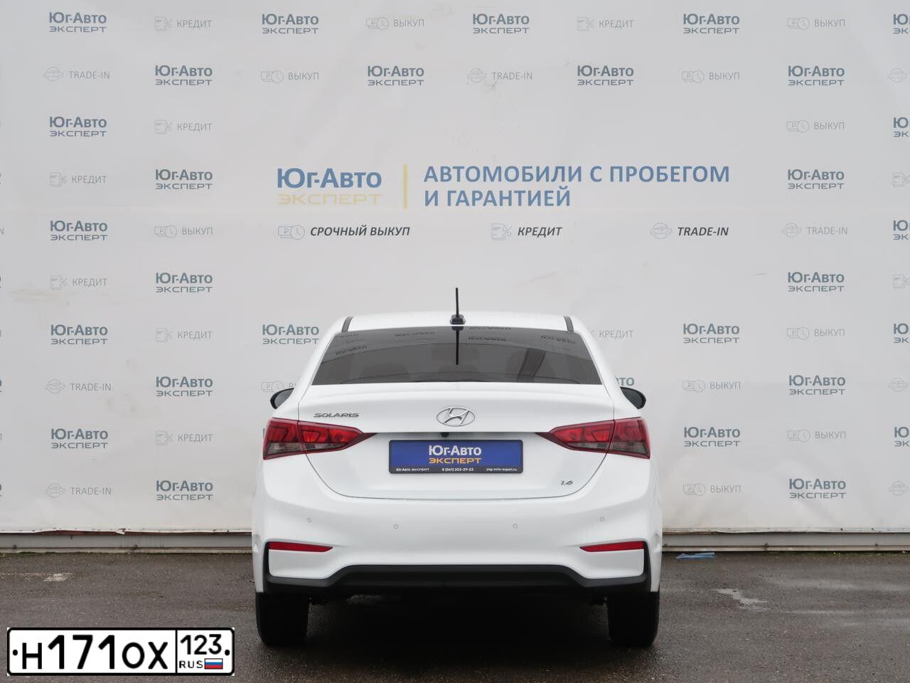 Фото автомобиля HYUNDAI SOLARIS, 2019 — госномер О173РУ193. Цвет: Белый