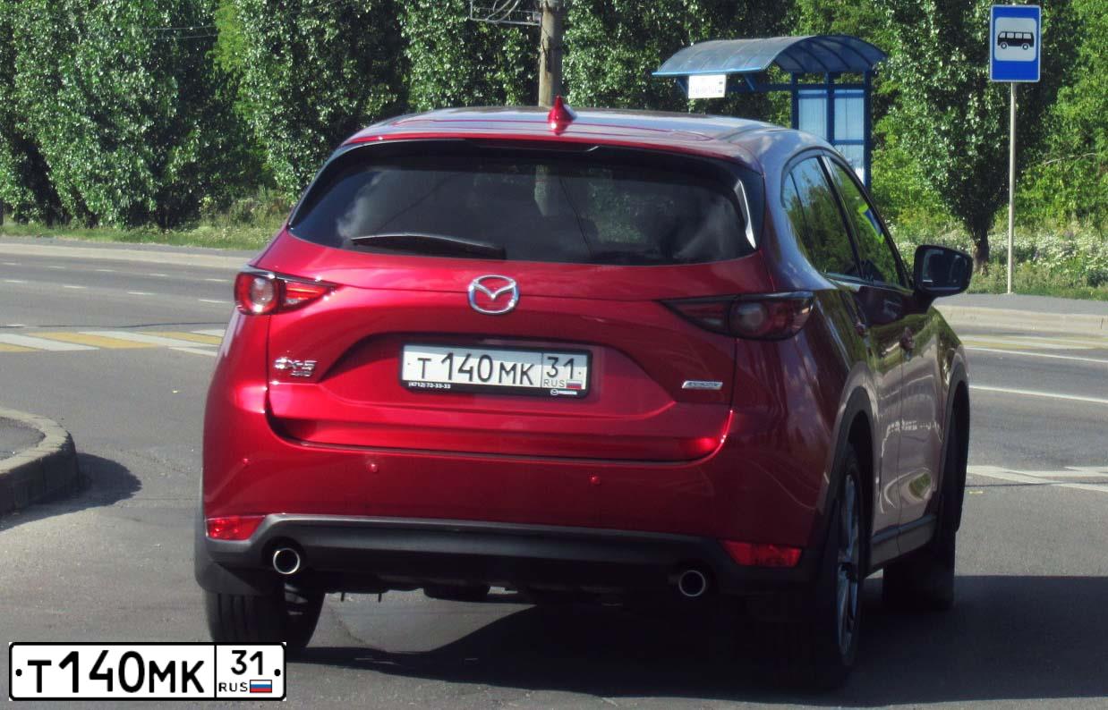 Фото автомобиля MAZDA CX-5, 2019 — госномер О334НУ46. Цвет: Красный