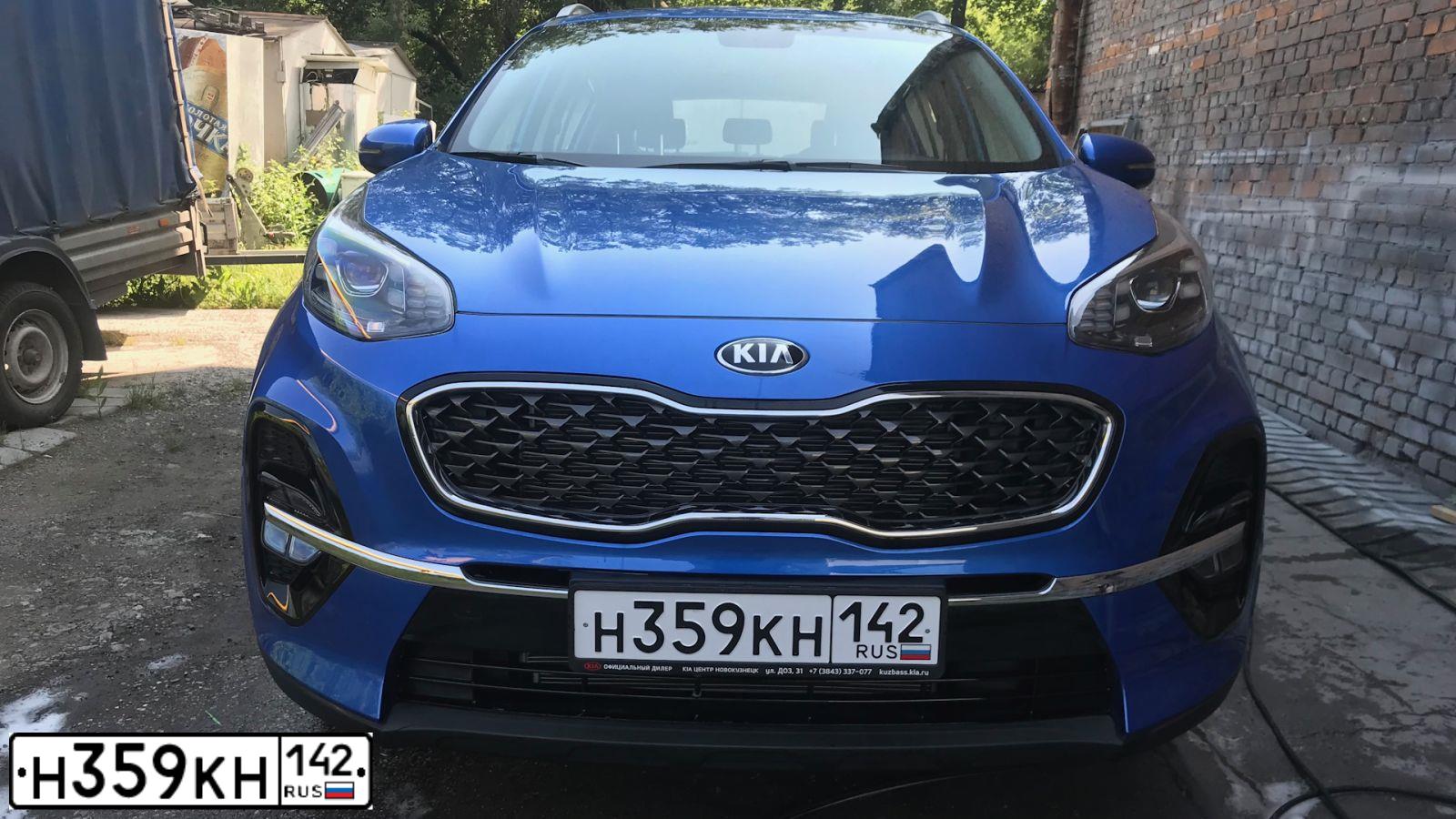 Фото автомобиля KIA SPORTAGE, 2019 — госномер Н359КН142. Цвет: СИНИЙ