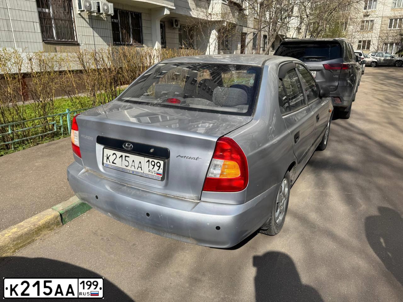 Фото автомобиля TAGAZ ACCENT, 2007 — госномер К215АА199. Цвет: СТАЛЬНОЙ