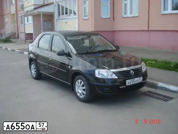 Фото автомобиля RENAULT T LOGAN, 2012 — госномер А655ОА57. Цвет: ЧЕРНЫЙ