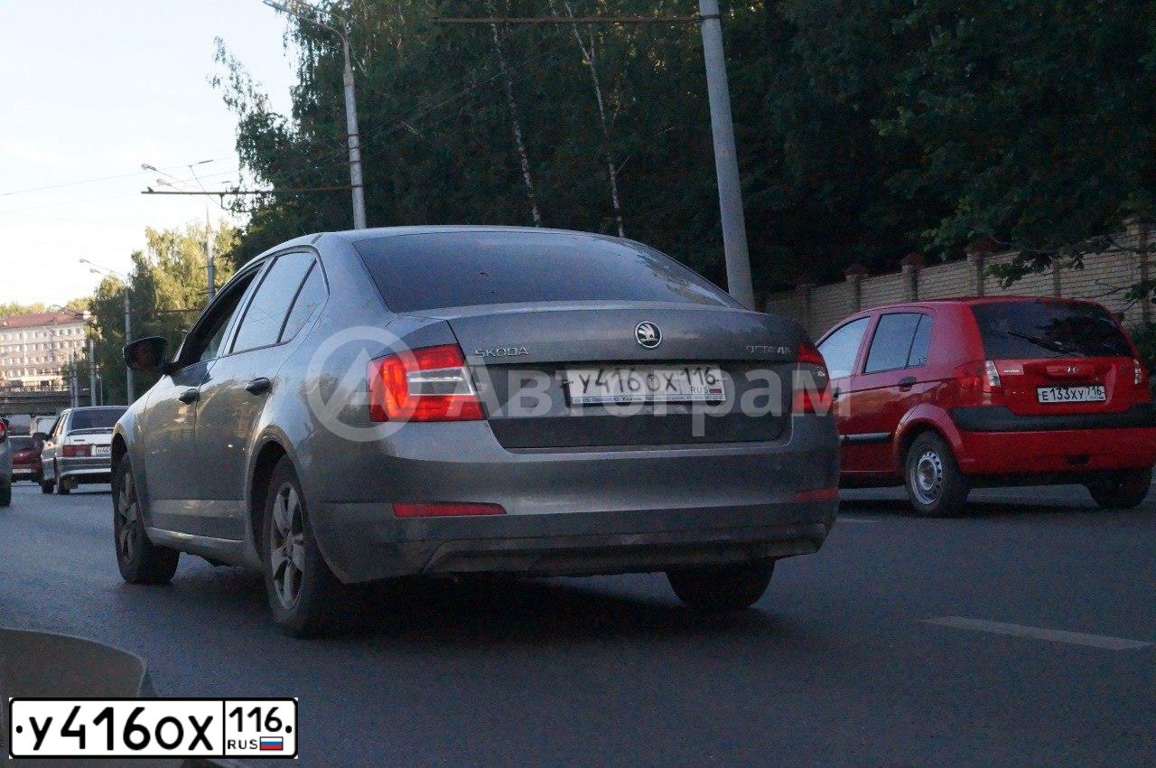 Фото автомобиля SKODA OCTAVIA, 2014 — госномер У416ОХ116. Цвет: ТЕМНО-СЕРЫЙ