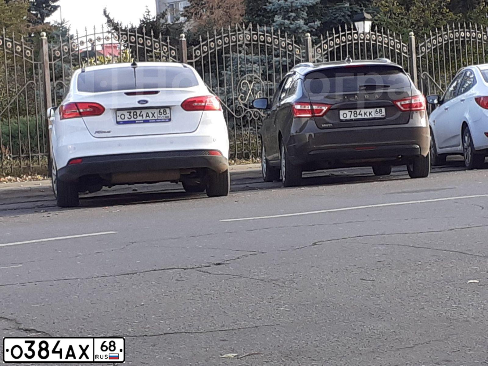 Фото автомобиля FORD FOCUS, 2019 — госномер О384АХ68. Цвет: БЕЛЫЙ