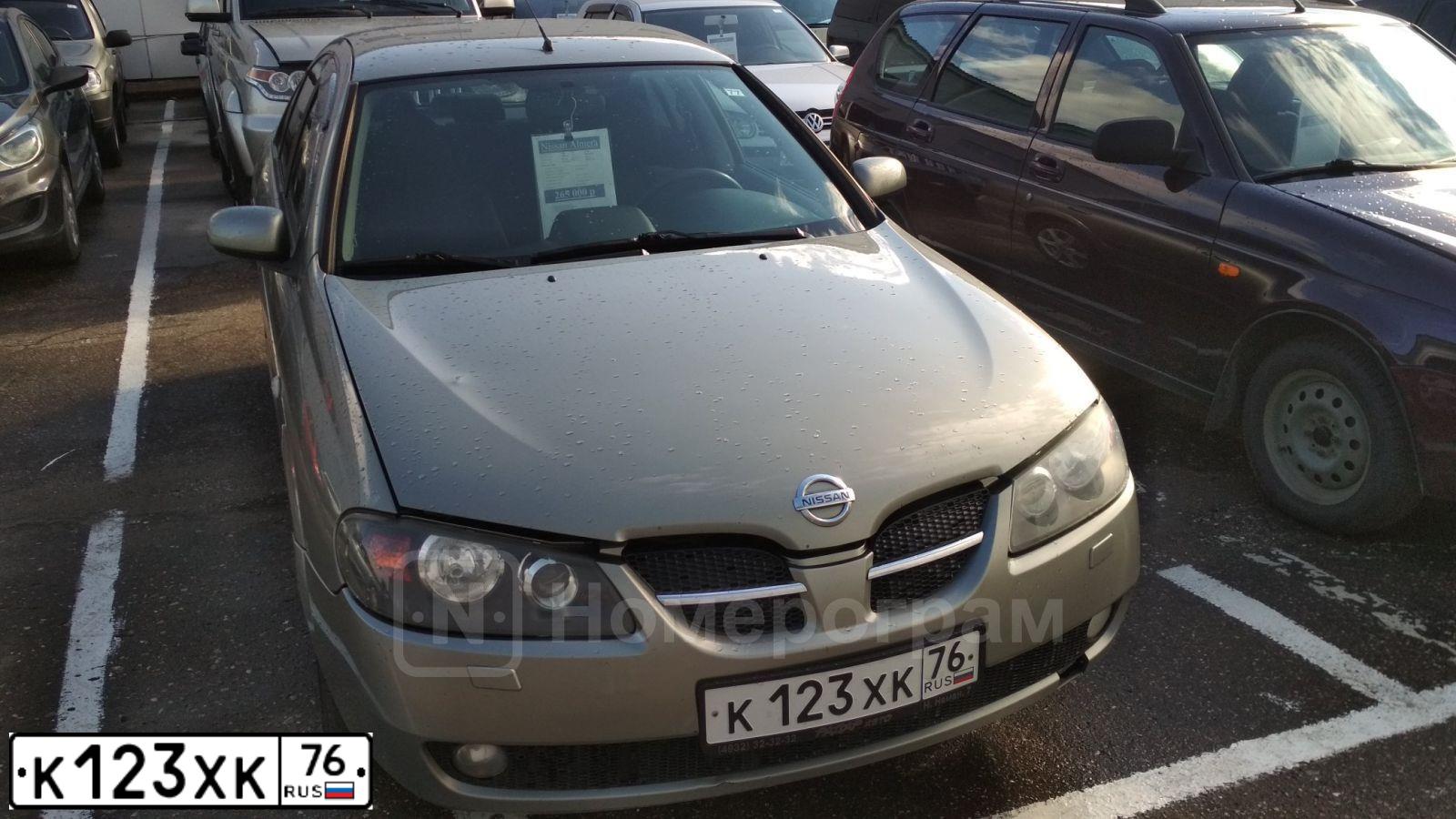 Фото автомобиля NISSAN ALMERA, 2006 — госномер К123ХК76. Цвет: ЗЕЛЕНЫЙ