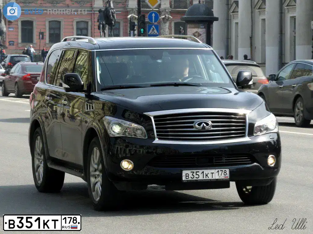 Фото автомобиля INFINITI QX80 /QX56/, 2011 — госномер В351КТ178. Цвет: ЧЕРНЫЙ