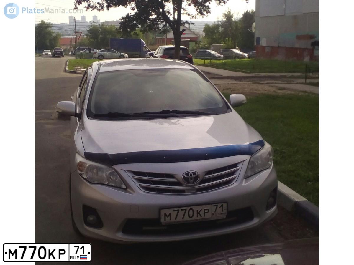 Фото автомобиля TOYOTA COROLLA, 2011 — госномер М770КР71. Цвет: СЕРЕБРИСТЫЙ