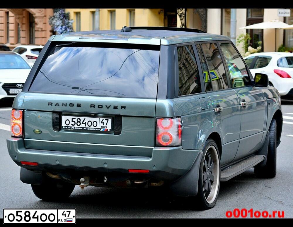 Фото автомобиля LANDROVER RANGE ROVER, 2003 — госномер О584ОО47. Цвет: СЕРО-ЗЕЛЕНЫЙ