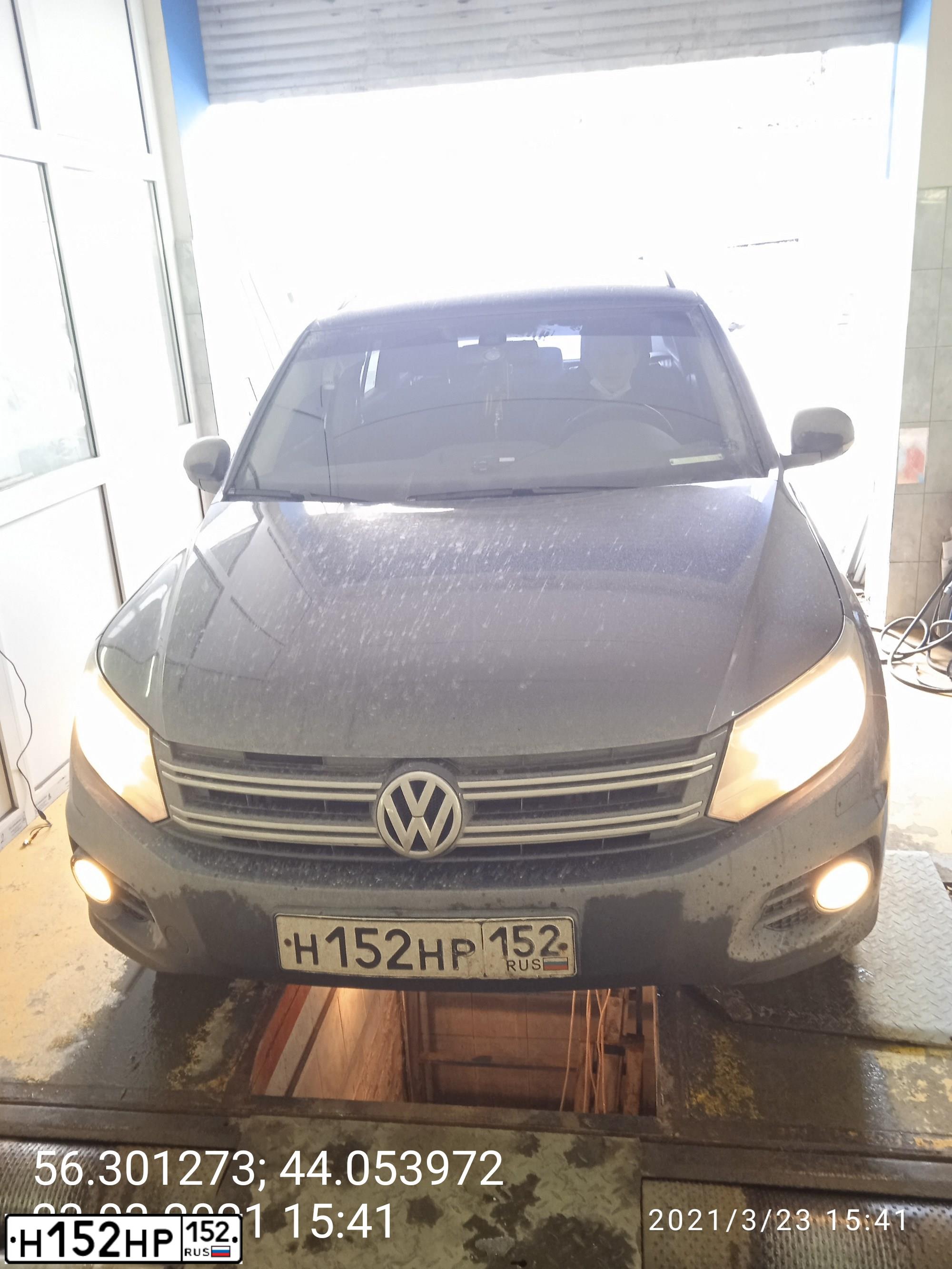 Фото автомобиля VOLKSWAGEN TIGUAN, 2015 — госномер Н152НР152. Цвет: Темно-синий
