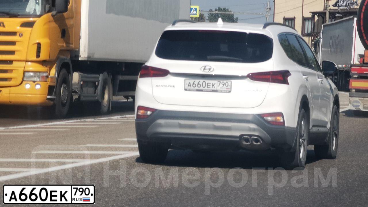 Фото автомобиля HYUNDAI SANTA FE, 2019 — госномер А660ЕК790. Цвет: БЕЛЫЙ