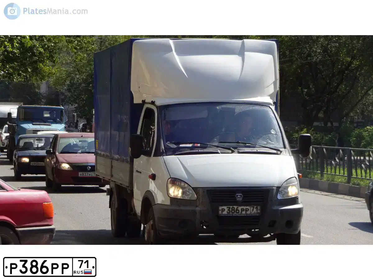 Фото автомобиля GAZ 3302 EL, 2011 — госномер Р386РР71. Цвет: Белый