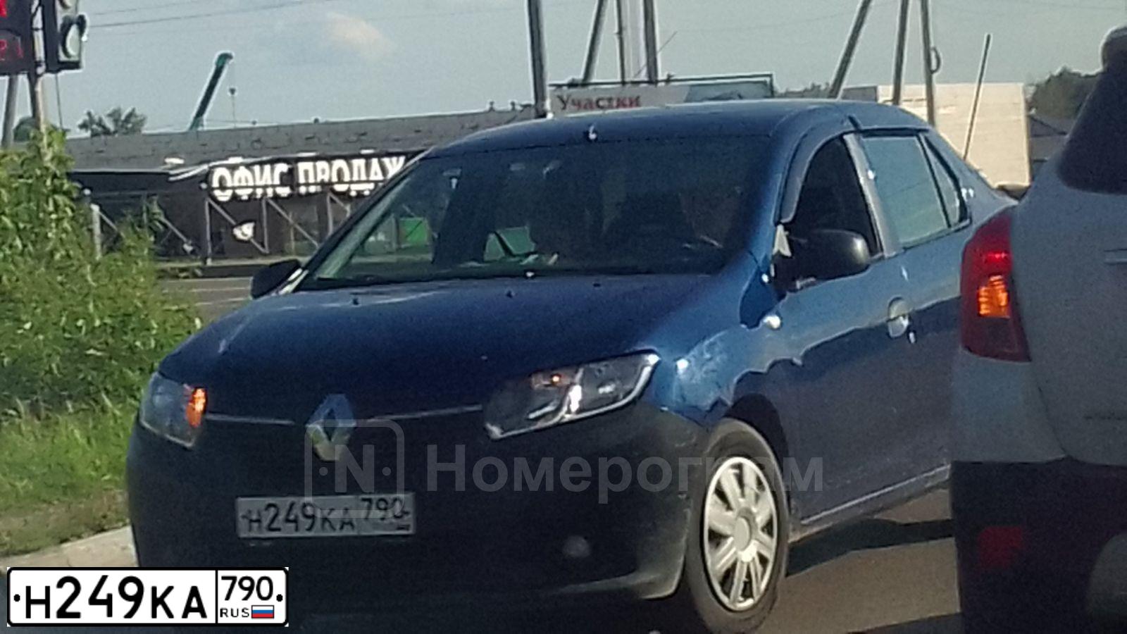 Фото автомобиля RENAULT LOGAN, 2014 — госномер Н249КА790. Цвет: синий