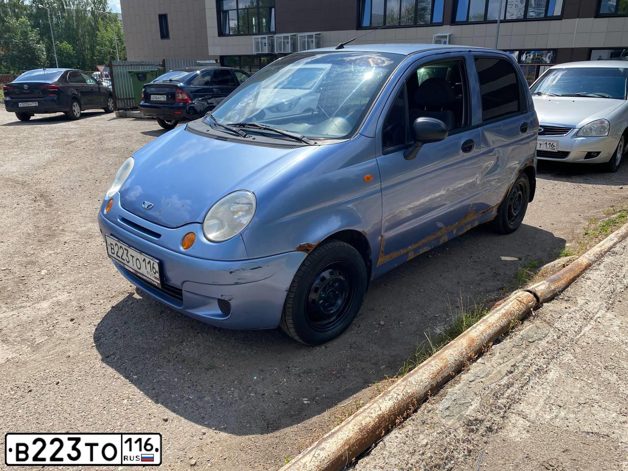 Фото автомобиля DAEWOO MATIZ, 2006 — госномер В223ТО116. Цвет: Перламутрово-голубой