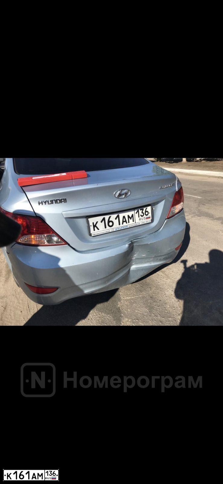 Фото автомобиля HYUNDAI SOLARIS, 2013 — госномер К161АМ136. Цвет: СЕРО-ГОЛУБОЙ