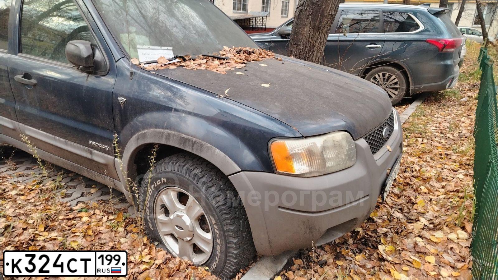 Фото автомобиля FORD ESCAPE, 2002 — госномер К324СТ199. Цвет: синий