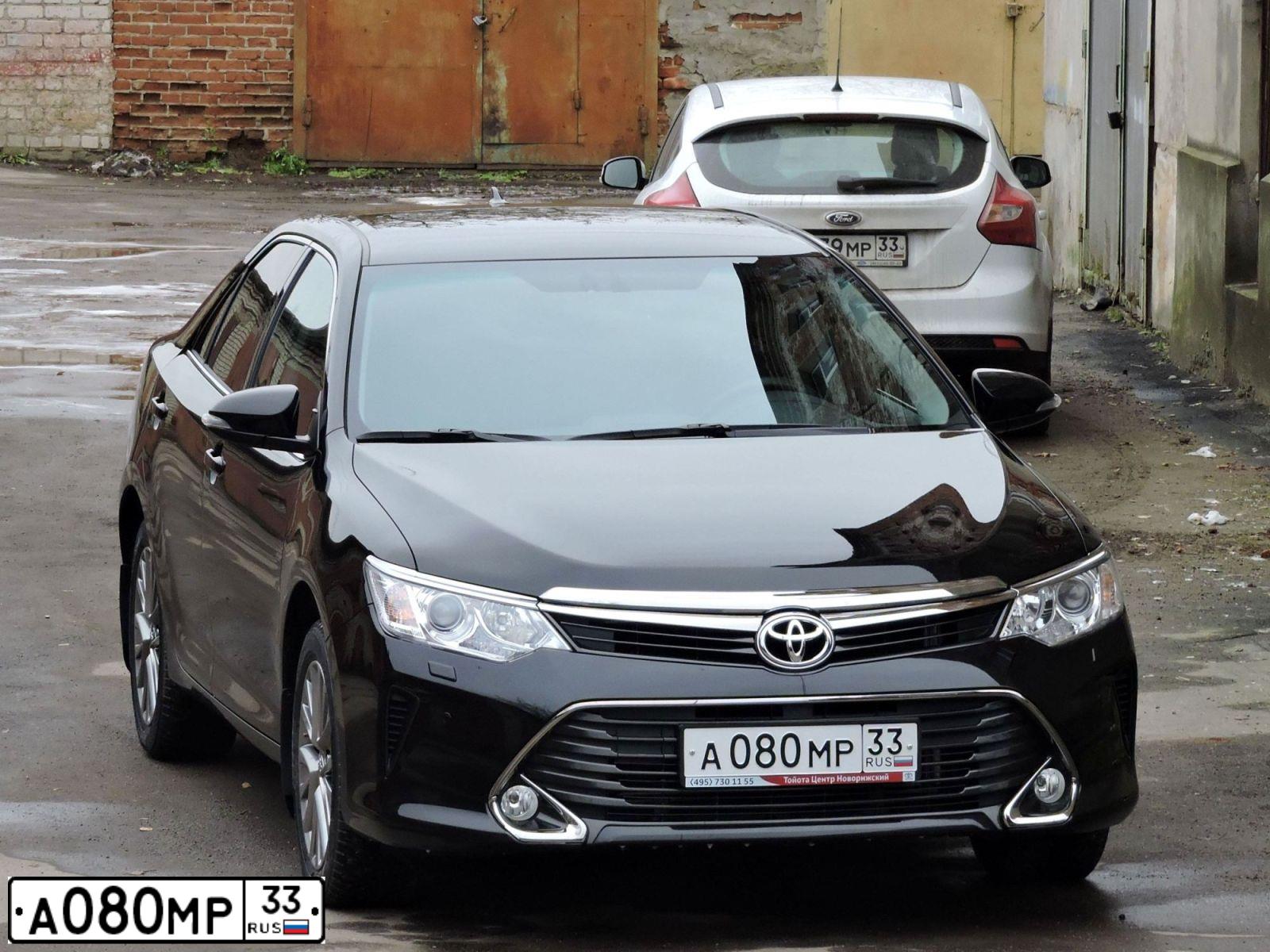 Фото автомобиля TOYOTA CAMRY, 2017 — госномер А080МР33. Цвет: ЧЕРНЫЙ МЕТАЛЛИК