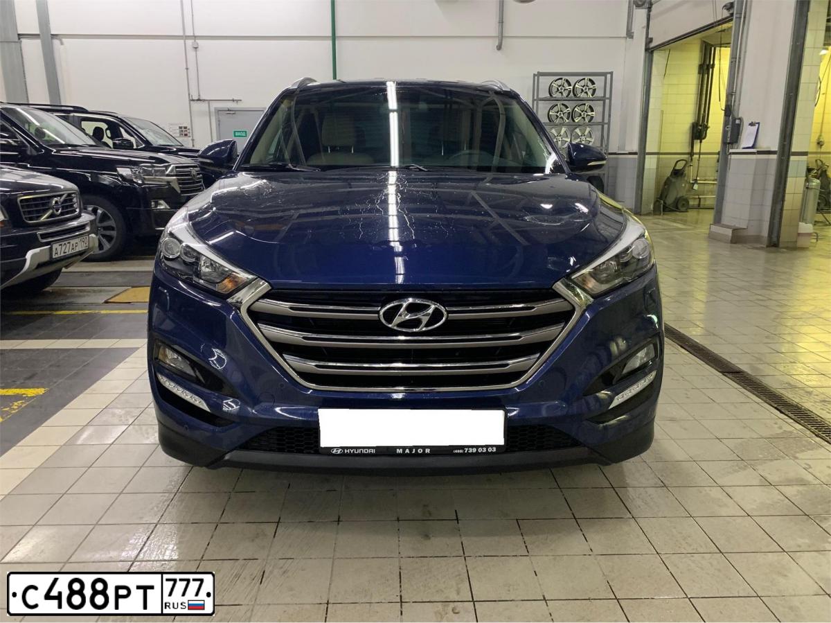 Фото автомобиля HYUNDAI TUCSON, 2017 — госномер В750ВР180. Цвет: синий
