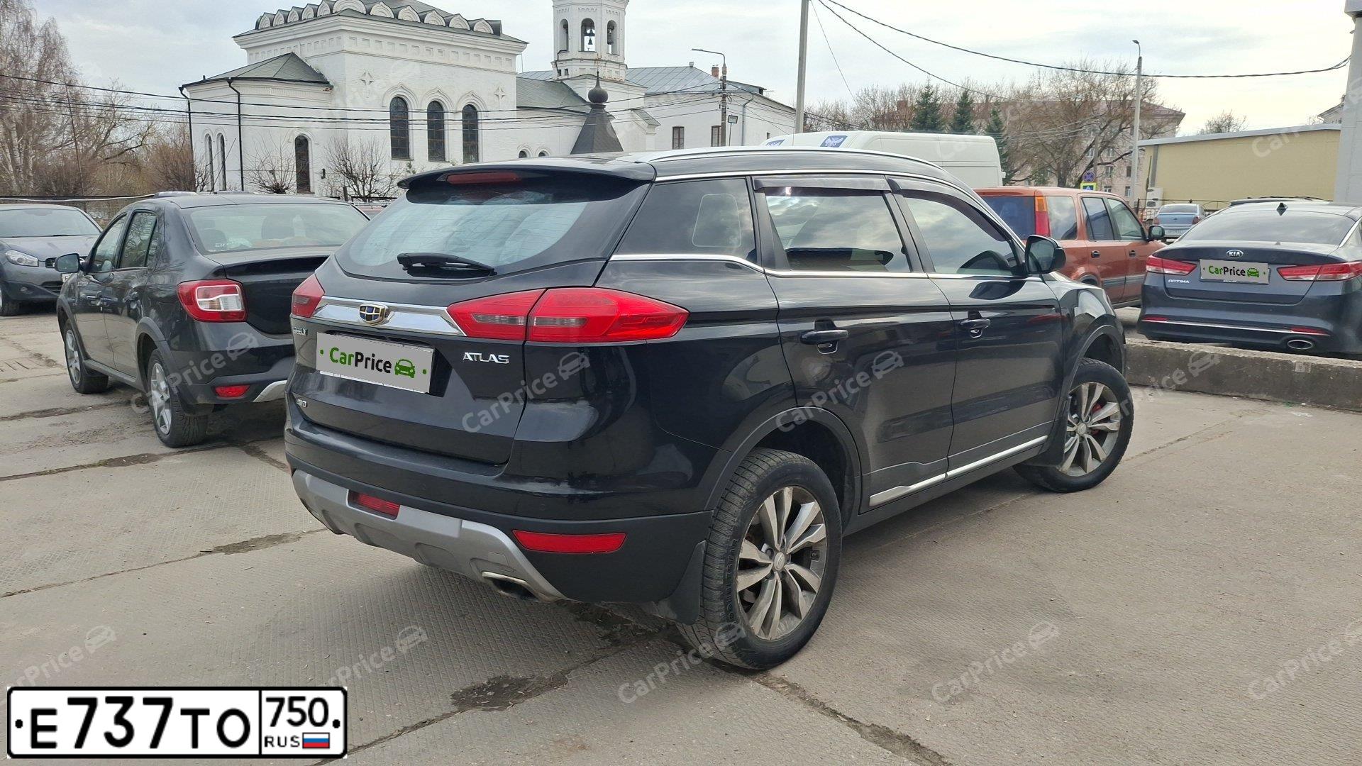 Фото автомобиля GEELY ATLAS, 2018 — госномер Е737ТО750. Цвет: ЧЕРНЫЙ