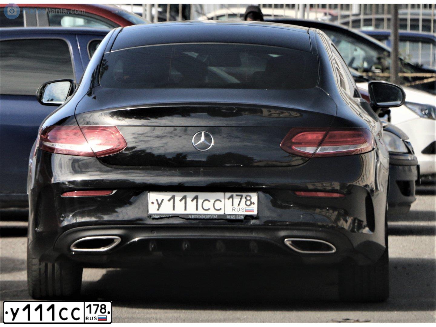 Фото автомобиля MERCEDES C-KLASSE, 2016 — госномер У111СС178. Цвет: ЧЕРНЫЙ