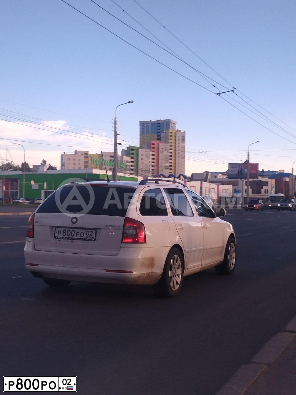 Фото автомобиля SKODA OCTAVIA, 2010 — госномер Р800РО02. Цвет: Белый