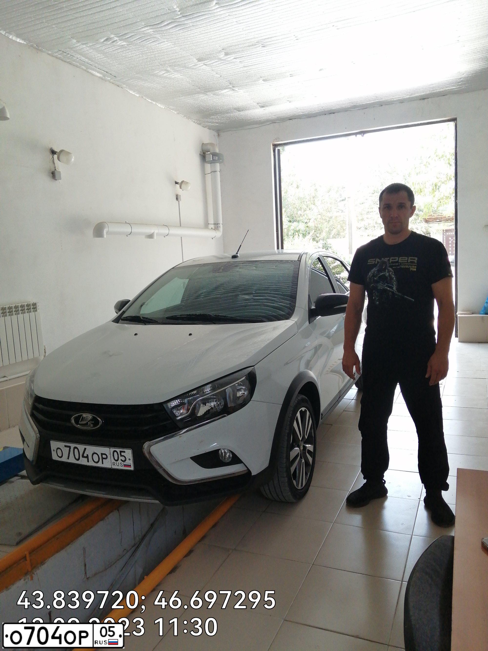 Фото автомобиля LADA VESTA, 2019 — госномер О704ОР05. Цвет: Белый