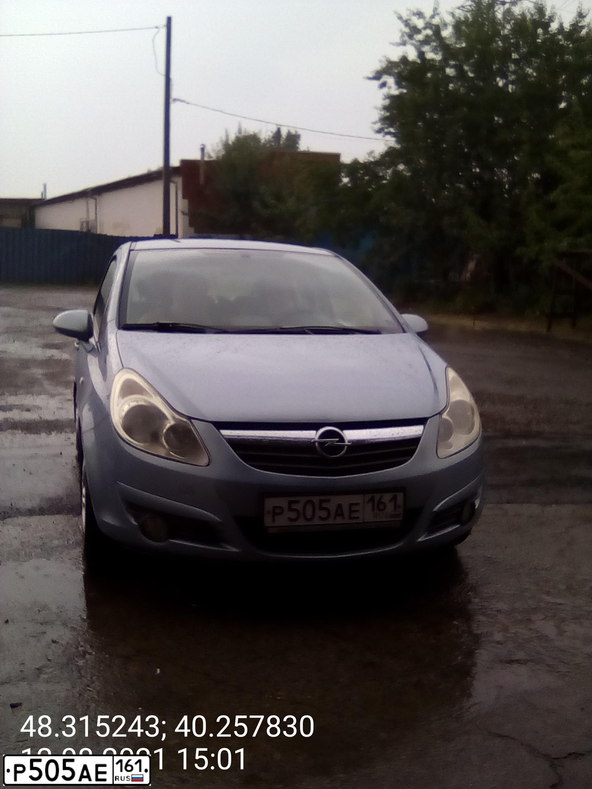 Фото автомобиля OPEL CORSA, 2007 — госномер Р505АЕ161. Цвет: СВЕТЛО-ГОЛУБОЙ